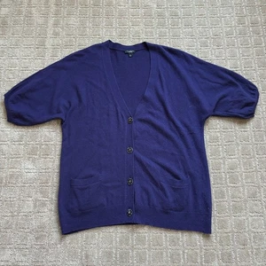 TALBOTS Cashmere Angora Lambswool Jeweled Button Cardigan Sweater Large Purple  - Picture 1 of 7