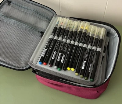 Vaschy Padded Art Supply Marker Case W/  46 Arteza Real Brush Pens Nice - Image 1 of 4