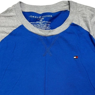 Tommy Hilfiger Niños XL (20) Raglán Manga Larga Camiseta Azul Gris Niños Top Foto 1 de 4