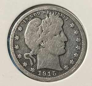 1915 Barber Quarter, 90% Silver, Free Shipping. - Picture 1 of 4