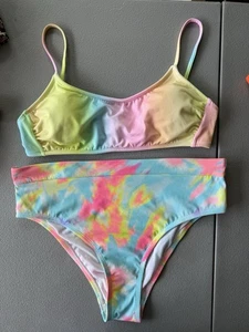 Xhilaration Women’s Mix-n-Match Tie Dye Rainbow Bikini Set - XL/14W - Picture 1 of 5