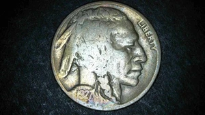 1927 - D Buffalo Nickel, 5c #712 - Picture 1 of 6