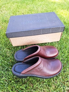 NEW ladies Brown leather ECCO Mules Clog Sandals Comfort Shoes, Rust, UK 4 EU 37 - Picture 1 of 15