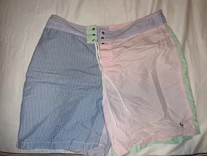 Men's Polo Seersucker Bathing Suit 34 - Picture 1 of 3