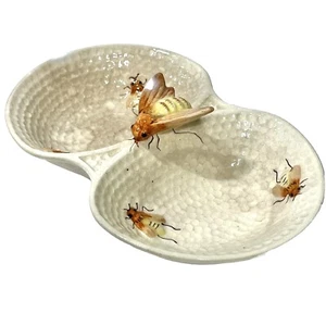 Vintage 1930s Pottery Marutomoware JAPAN Honeybee Divided Trinket Serving Dish - Picture 1 of 8