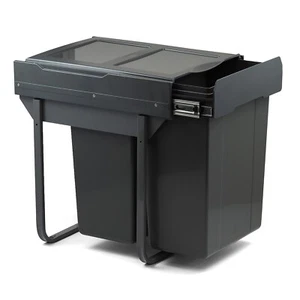 Base de contenedor extraíble 450 mm gris 2 x 30 L armario deslizante reciclaje de residuos - Imagen 1 de 7