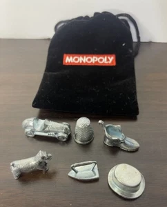 Monopoly Championship Edition 6 Player Pieces & Black Monopoly Bag 2009 Hasbro - Picture 1 of 2