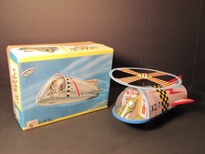 VINTAGE JAPANESE TIN OLD LITHO TOY MECHANICAL SPACESHIP NEAR MINT ORIGINAL BOX 