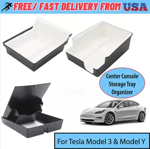 White Center Console Organizer Tray for Tesla Model 3 & Y – Interior Storage - Bild 1 von 11