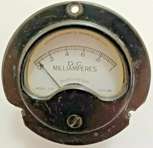 1 mA vintage analog panel meter Burlington 21B 2.7" - Picture 1 of 3