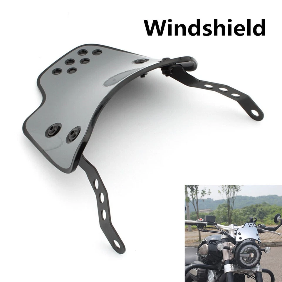 Grey Motorcycle Windshield Windscreen Universal For 6.5"- 9.45" Round Headlight - Image 1 of 4