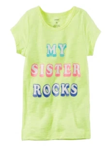 Carter's Girls' Toddler "My Sister Rocks" Green Short Sleeve T-Shirt- 5- New! - Picture 1 of 1