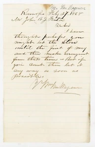 1868 Ramapo NY Letter by Wm Van Wagenen on Store Rental Plans Handwritten Signed - Picture 1 of 2