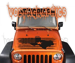 Vinyl Hood Decal for Jeep Wrangler/Gladiator USA American flag  Texas State - Picture 1 of 1