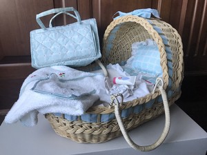 wicker baby doll moses basket