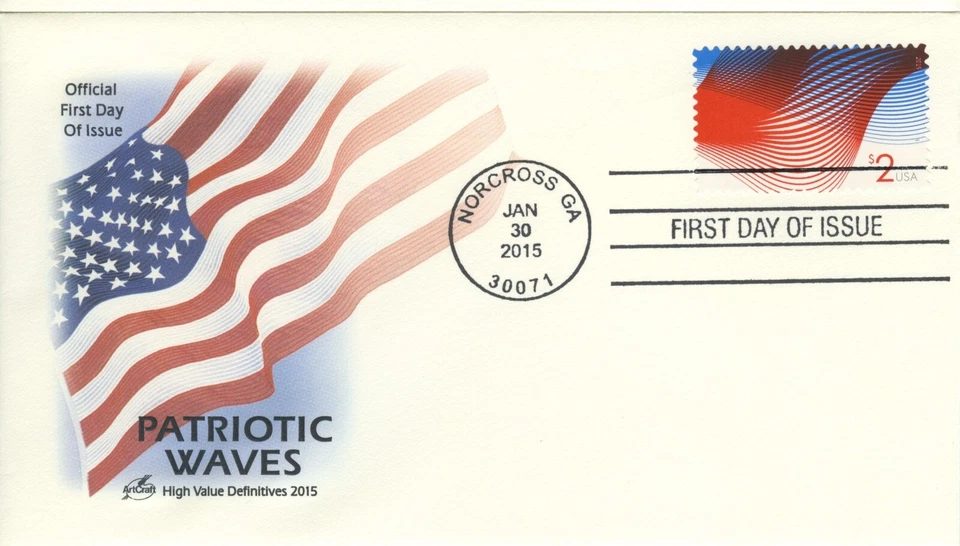 US #4954 $2 Patriotic Waves ArtCraft First Day Cover - Image 1 of 1
