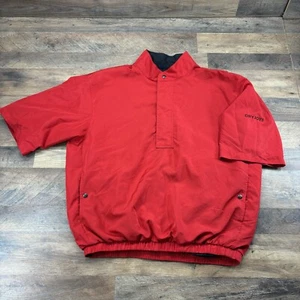 Footjoy Jacket Mens Large Red Black Dryjoy Windbreaker Full Zip Snap Vented - Picture 1 of 13