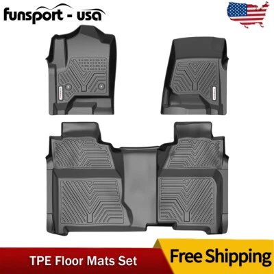 3D Floor Mats For 2014-2018 Silverado GMC Sierra 1500 Crew Cab All Weather Liner - Image 1 of 4