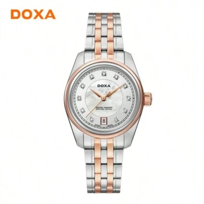 DOXA Women's Quartz Watches 32mm Real Diamonds Steel Band Watches Swiss D150RWH - Image 1 of 4