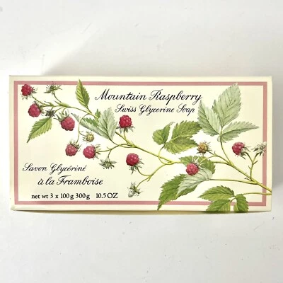 NOS 1984 Crabtree & Evelyn Mountain Raspberry Swiss Glycerin Soap, 100gr x 3 - Image 1 of 4