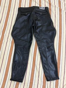 Men's Real Cow Leather Police Uniform Breeches Black Leather Breeches Gay Bluff - Picture 1 of 7
