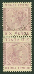 SG 34a Grenada 1883 6d mauve tete-beche vertical pair. Very fine used CAT £65 - Picture 1 of 1