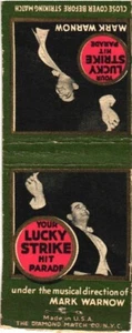 Your Lucky Strike Hit Parade Mark Warnow copertina libro fiammiferi vintage - Foto 1 di 2