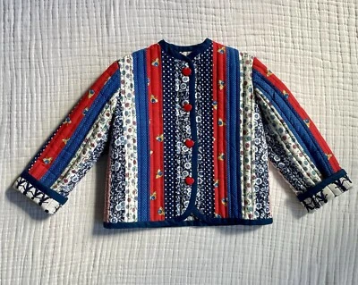 Chaqueta Vintage 5 6 7 Niñas Calico Floral Acolchada Años 70 80 Fruta Pradera En muy buen estado Leer Foto 1 de 4