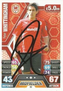 PETER WHITTINGHAM SIGNED CARDIFF 2013/2014 MATCH ATTAX CARD+COA **R.I.P**