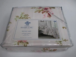 Simply Shabby Chic Pink Heirloom Floral Cabana Stripe 3pc Duvet Cover Set - King - Picture 1 of 16