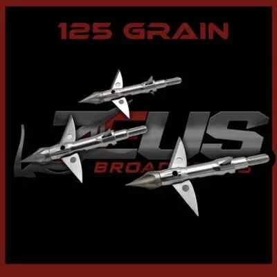 ZEUS 125 GRAIN BROADHEADS (3 PACK) HUNTING ARCHERY BOW CROSSBOW - Image 1 of 2