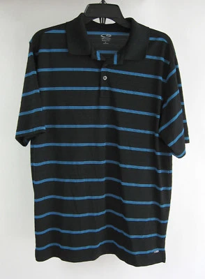 Champion L Polo Black Blue Stripe Short Sleeve Golf Shirt - Image 1 of 4