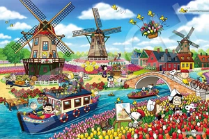 Rompecabezas Peanuts Snoopy Tulip Field 1000 piezas Época 12-623s - Imagen 1 de 3