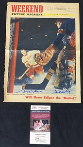 Gordie Howe Gump Worsley Red Wings HOF Signed Weekend Magazine Cover ~ JSA COA - Picture 1 of 6