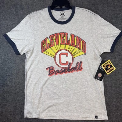 Cleveland Guardians '47 Brand Men Relay Grey Cooperstown Collection Tee Sz M NEW - Image 1 of 4