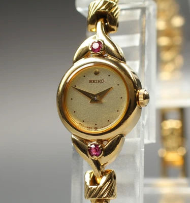 Vintage 1987 [Near MINT] Seiko Tisse 1E20-0A20 15mm Quartz Gold Dial Women's - image 1 of 4