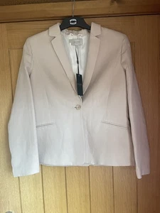 BNWT HOBBS LONDON DUSKY PINK SILK LINEN MIX LADIES TAILORED JACKET SIZE 14 £179 - Picture 1 of 3