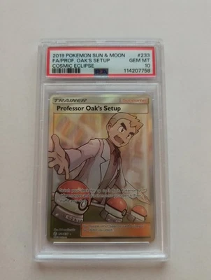 Professor Oak's Setup #233 Full Art Holo PSA 10 Gem Mint-Cosmic Eclipse - Image 1 of 2