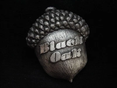 NH11171 VINTAGE 1977 **ROBLE NEGRO** BANDA MÚSICA PELTRE BERGAMOTA HEBILLA DE CINTURÓN Foto 1 de 2