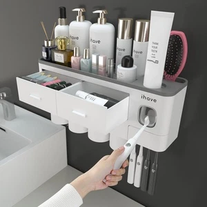 iHave Toothbrush Holders for Bathrooms, 4 Cups Holder 4 cup, White - Picture 1 of 9