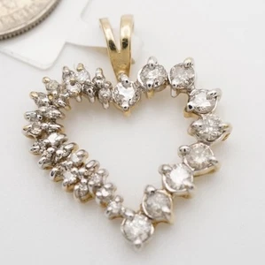 14 Karat Gelbgold Diamant & Herz Anhänger. 2,8 Gramm. - Bild 1 von 7