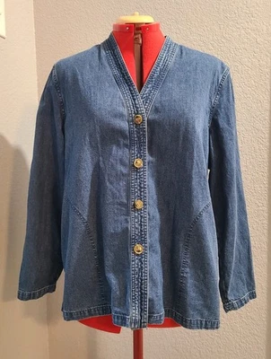 Chaqueta cárdigan de mezclilla Orvis talla LP Foto 1 de 4