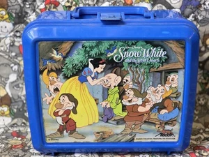 Blue Snow White Plastic Lunchbox w/ Thermos By Aladdin Seven Dwarves - Picture 1 of 6