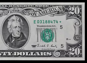 $20 1990 Star Gem CU Federal Reserve Note E03188474* twenty $, Single Run Issue - Picture 1 of 3