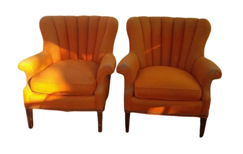 Vintage Channel shell Back Orange chair armchair Set Mid Century Clamshell SH$$ Cover