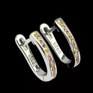 925 Pendientes de Plata de Ley Redondo Zafiro 1mm Multicolor Gema Joyería - Imagen 1 de 9