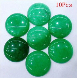 10Pcs 25mm Wholesale Green Malay Jade Round Cab Cabochon Jewelry Making HH7214 - Bild 1 von 2