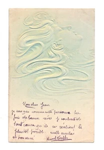 Portrait de femme en relief. Art Nouveau CPA 3682 - Picture 1 of 2