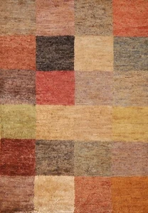 Pastel Color Checked Modern Moroccan Area Rug 4'x6' Jute Hand-knotted Carpet - Picture 1 of 12