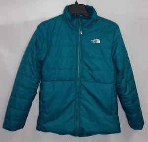 THE NORTH FACE Girls' Reversible Mossbud Swirl Jacket, Deep Lagoon, XL - USED - Picture 1 of 2